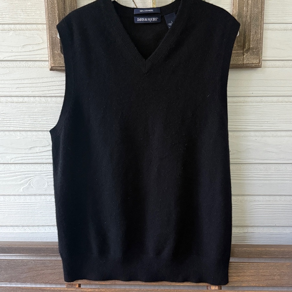 Davis & Squire Cashmere Sweater Vest Black Large